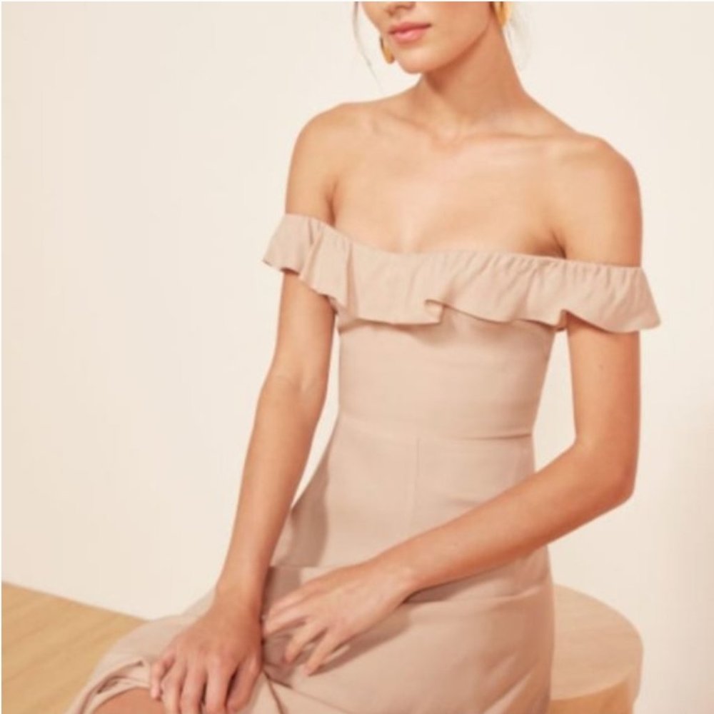 Reformation Verbena Dress Petite 0 Champagne *LIKE NEW* - Picture 2 of 6